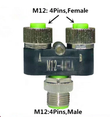1Pc M12 Sensor Connector 4/5 Pin Male/Female Y Type Splitter Plug Adapter IP67 - Image 1 of 3