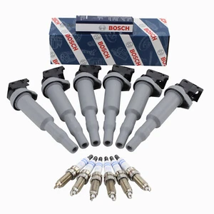 Bosch 6 Ignition Coils & 6 Double Platinum Spark Plugs Kit For BMW F30 F12 L6 - Picture 1 of 3