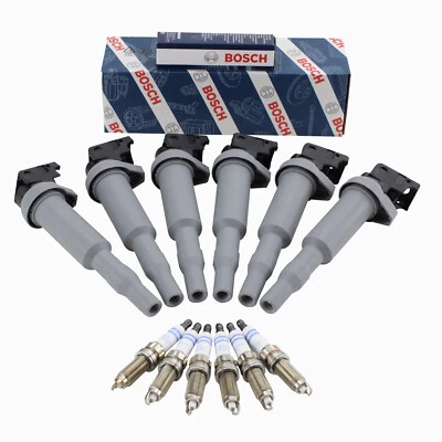 Bosch 6 Ignition Coils & 6 Double Platinum Spark Plugs Kit For BMW F30 F12 L6 - Image 1 of 3