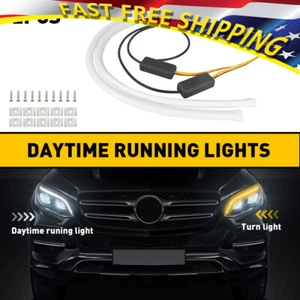 2pcs Amber & White Switchback Turn Signal Light DRL Driving Angel Eye Lamp 12V - Picture 1 of 10