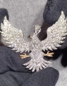 Gift For Women's Stylish Eagle Pendant In Cubic Zirconia & Moissanite 925 Silver - Picture 1 of 6