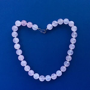 Knotted Natural Large Rose Quartz Bead - 14mm Necklace 18" - Picture 1 of 1