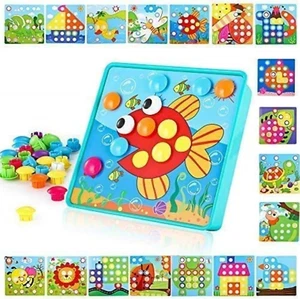 TINOTEEN Button Art Toy for Toddlers,Toddler Activities Crafts Color Matching Ea - Picture 1 of 12