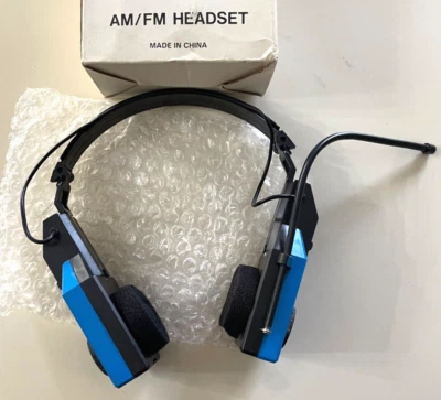 Auriculares estéreo AM/FM vintage azules con caja ¡En muy buen estado! Foto 1 de 4