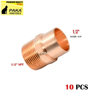 1/2" C x 1/2" Male NPT Threaded Copper Adapters ( 10 PCS ) - Picture 1 of 2