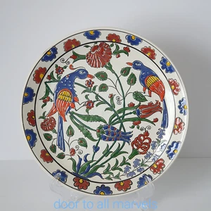 Rodos Ceramic Birds Plate Hand Made & Painted Greece Folk Art 9.5" - Picture 1 of 11