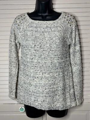 Suéter Style & Co. Petite Crema/Negro/Dorado Tejido Metálico Manga Larga Talla PS Foto 1 de 4