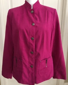 Tanjay size 10 Pink faux suede button up long sleeve jacket women's - Picture 1 of 7