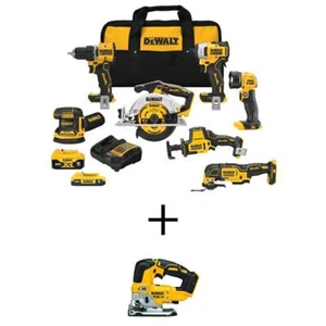 DEWALT Cordless 7-Tool Combo Kit 20V MAX Li-Ion w/ Jigsaw, 2 Batteries + Charger - Picture 1 of 12