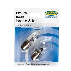 2 x Ring 380 P21/5W BAY15D Brake Stop & Tail Light Car Bulbs RW380 12v 21/5w - Picture 1 of 2