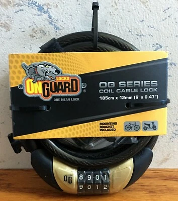 OnGuard 5503 Coil Cable Lock w Quick Release Bracket 6' L 4 Digit # NEW FREE SH - Image 1 of 4