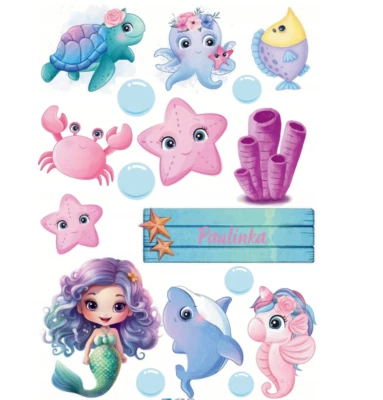 Essbar Meerjungfrau Meer Tortenaufleger Torte  Geburtstag Zuckermasse + TEXT - Bild 1 von 2