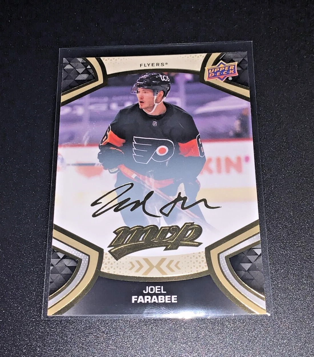 Joel Farabee Gold Script 21-22 UD MVP Hockey #84 Philadelphia Flyers SP