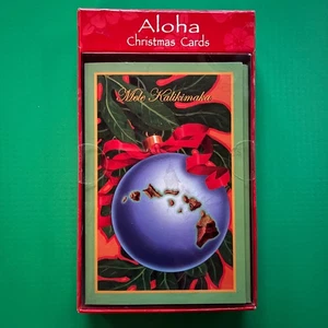 scatola di (10) CARTOLINE DI NATALE ALOHA - MELE KALIKIMAKA tema hawaii - 2004 - NUOVE - Foto 1 di 3