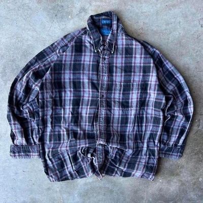 Camisa de franela a cuadros Towncraft gris negro y morado talla L alta Foto 1 de 2