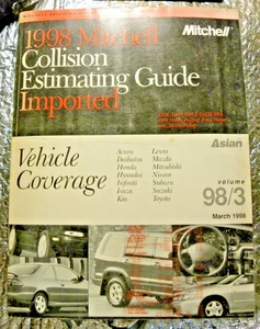 Mitchell Collision Estimating Guide Manual Asian March 1998 98/3 Imports - Picture 1 of 6