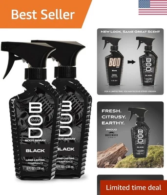 Spray Corporal Preto Refrescante Masculino 8 oz - Spray Fácil, Pacote com 2 para Uso Diário - Imagem 1 de 4