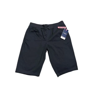 IZOD Uniform Shorts Girls Size 14 Dark Blue Stretch Knit Waist Pull-On Chino NEW - Picture 1 of 9
