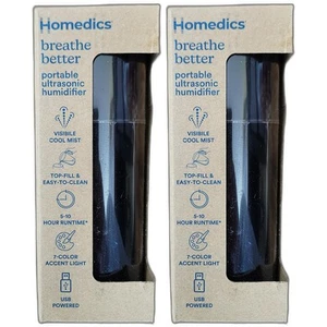 LOT OF 2 - Homedics Portable Ultrasonic Humidifier Travel & Personal Cool Mist - Picture 1 of 3