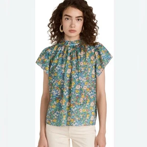 Trovata Birds Of Paradise Carla High Neck Flutter Sleeve Top SZ M Summer Fields - Picture 1 of 12