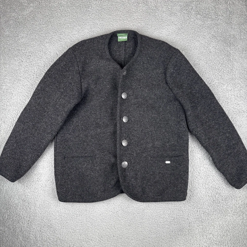 De Colección Geiger de Austria Smiley Negro Lana Hervida Invierno Abrigo Cárdigan Chaqueta XXL Foto 1 de 4