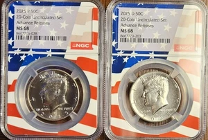 2025 P&D Kennedy NGC MS 68 Half Dollars Advance Releases Rare Flag Core Label - Picture 1 of 2