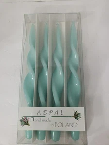 Adpal Poland Made Twisted Spiral 12 Zoll Spitzkerzen 4 glänzend blau neu - Bild 1 von 4