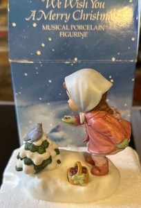 VINTAGE Avon Spieluhr We Wish You A Merry Christmas Girl Vogel 1986 NOS - Bild 1 von 6