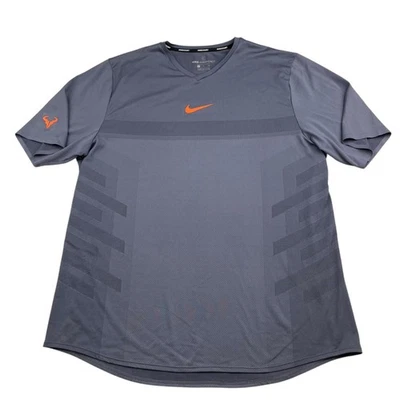 Nike Court 2018 French Open Rafa Nadal Aeroreact T-Shirt Gray 888206-009 • XL - Image 1 of 4