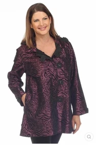 NWT Oopera Reversible Jacket LARGE Style J2302RW-3 Purple/Black Leopard Cheetah - Picture 1 of 4