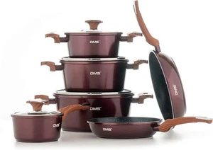 DMS Topfset mit Deckel - Burgundy, 10-teilig (SM4010BG) - Bild 1 von 6