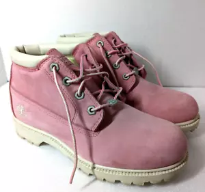 Timberland rosa Echtleder Vintage Stiefeletten wasserdicht Größe 8 1/2 - Bild 1 von 9