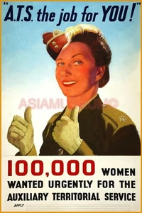 1945 WW2 USA AMERICA WOMEN ATS AUXILIARY TERRITORIAL SERVICE PROPAGANDA Postcard - Picture 1 of 2