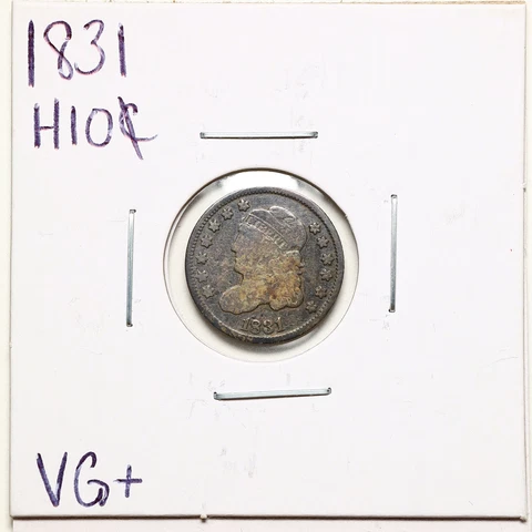 1831 H10C Capped Bust Half Dime in VG+ Condition #BH00110 Cover