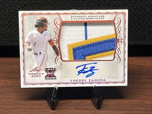 2020 Leaf Trinity FREDDY ZAMORA 3-Color Jersey Patch Auto Rookie Card Brewers - Picture 1 of 2