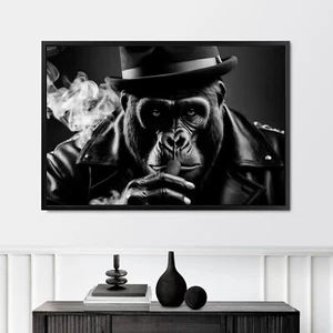 Wandbild Leinwand mit Rahmen ,  Gorilla - Affe, Animal - Tier , Kunst Deko Hause - Bild 1 von 6