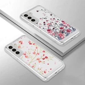 Für Samsung S25 Ultra S24 FE S23 A15 A16 A55 A25 durchsichtige weiche Etui Abdeckung Blumen - Bild 1 von 15
