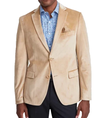 ALFANI Sport Coat Velvet Size 40L Tan Solid Slim Fit Jacket NWOT - Image 1 of 4