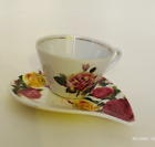 Stunning  German Porcelain Poppy Coffee Cup And Saucer  Heart shape KAHLA KONITZ