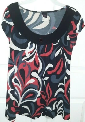 Camisa WRAPPER Para Mujer Cuello Redondo, Manga Casquillo, Estampado Multicolor Talla M Foto 1 de 4