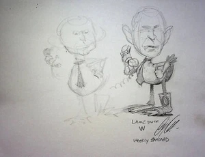 Arte de diseño conceptual de portada de revista firmada por Gary Locke dibujada a mano de los años 90 8,5x11 #GL - Imagen 1 de 3