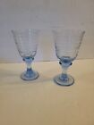  Vintage Libby Serrus mid century pair  blue ringed water wine goblets 