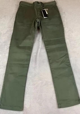 Pantalones chinos de tiro medio elásticos de pierna recta verde Nifty Genius talla 28x32 Foto 1 de 4