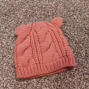 Gorro tejido con cable Aeropostale para mujer adulto rosa orejas de perro acrílico invierno pequeño - Imagen 1 de 2
