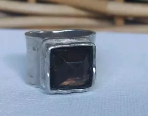 Silpada R1453 Sterling Silver Hammered Smoky Topaz Ring Sz 6 Signed - Picture 1 of 9