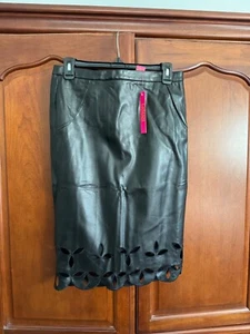 Women’s Catherine Malandrino Black Faux Leather, Cutout Skirt - Picture 1 of 5