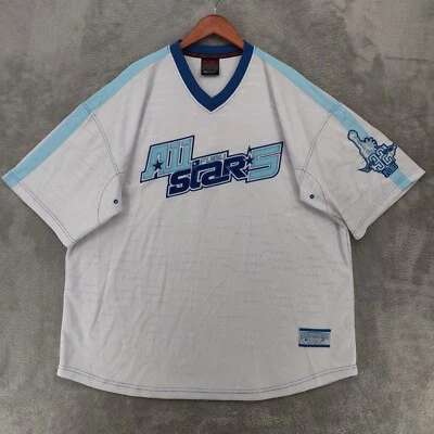 Camiseta deportiva vintage FUBU All Stars para hombre XXL 2XL blanca azul New York Hip Hop años 90 Y2k Foto 1 de 4
