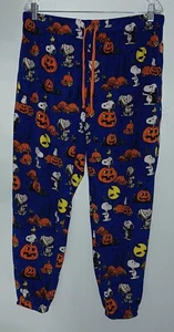 Halloween Peanuts Pajama Pants Youth Size Large 12-14 Blue Grass 2021 Polyester - Picture 1 of 5
