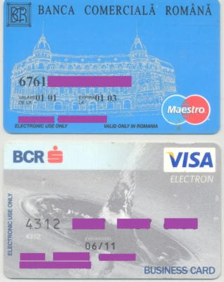 Romania bank card  , Visa Electron ; Maestro ,  ( Expired ) - Image 1 of 2