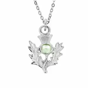Kunst Zinn August Peridot Geburtsstein Distel Anhänger Halskette BSPT/AUG - Bild 1 von 1